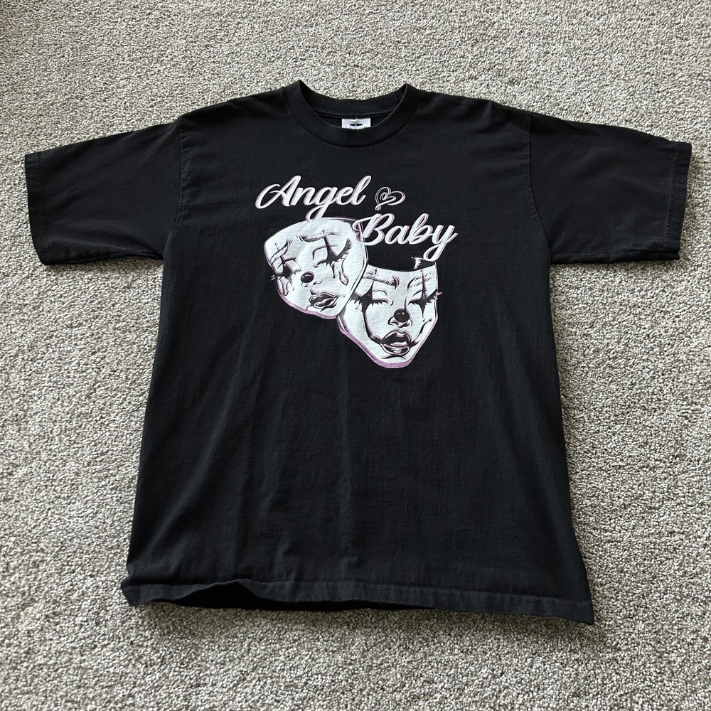 Vintage Angel Baby Clown Masks Shirt Mens Large Black Tee T-Shirt Pro Club